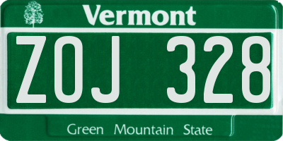 VT license plate ZOJ328