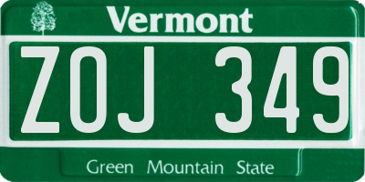 VT license plate ZOJ349