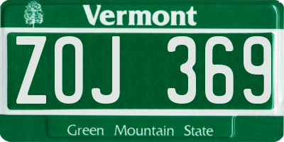 VT license plate ZOJ369