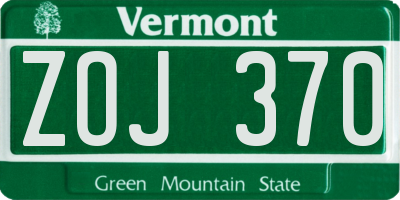 VT license plate ZOJ370
