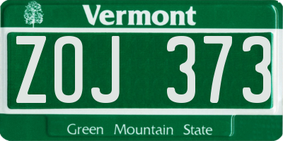 VT license plate ZOJ373