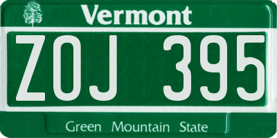 VT license plate ZOJ395