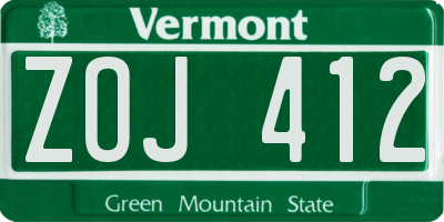 VT license plate ZOJ412
