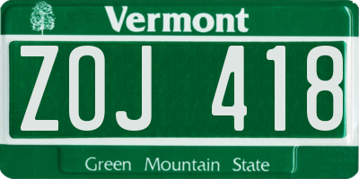 VT license plate ZOJ418