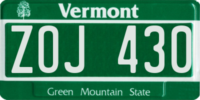 VT license plate ZOJ430