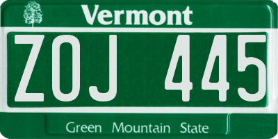 VT license plate ZOJ445