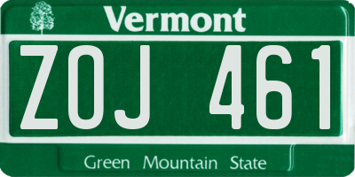 VT license plate ZOJ461