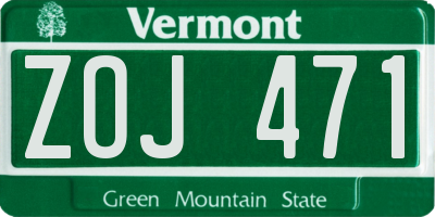 VT license plate ZOJ471