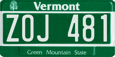 VT license plate ZOJ481