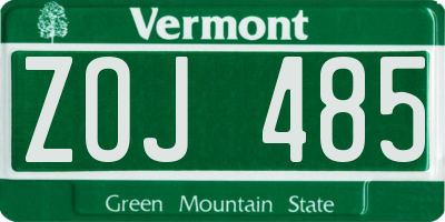 VT license plate ZOJ485