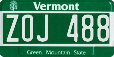 VT license plate ZOJ488