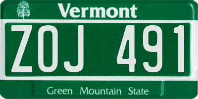 VT license plate ZOJ491