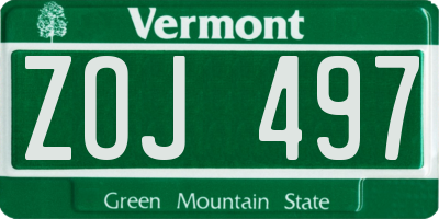 VT license plate ZOJ497