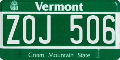 VT license plate ZOJ506