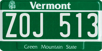 VT license plate ZOJ513