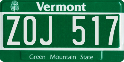 VT license plate ZOJ517