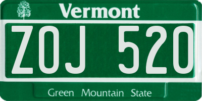VT license plate ZOJ520