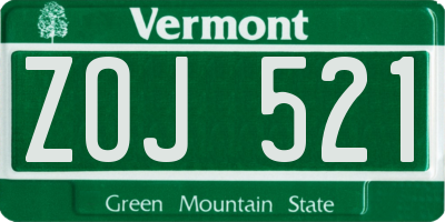 VT license plate ZOJ521