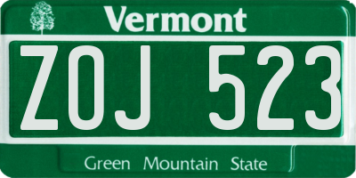 VT license plate ZOJ523