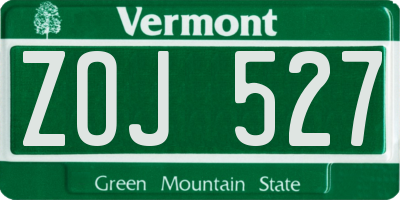 VT license plate ZOJ527