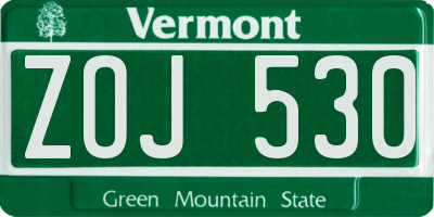 VT license plate ZOJ530