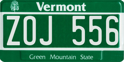 VT license plate ZOJ556