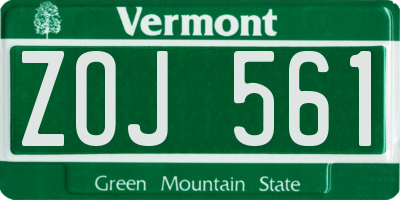 VT license plate ZOJ561