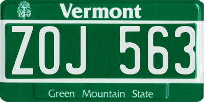 VT license plate ZOJ563