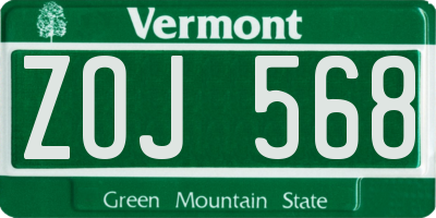VT license plate ZOJ568