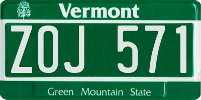 VT license plate ZOJ571