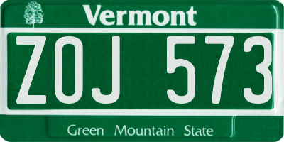 VT license plate ZOJ573