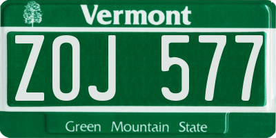 VT license plate ZOJ577
