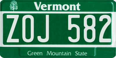 VT license plate ZOJ582