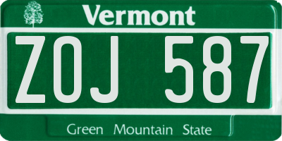 VT license plate ZOJ587