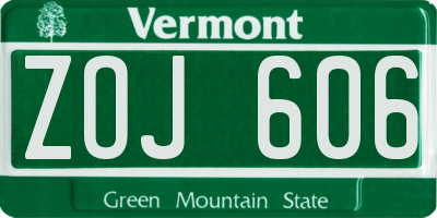 VT license plate ZOJ606