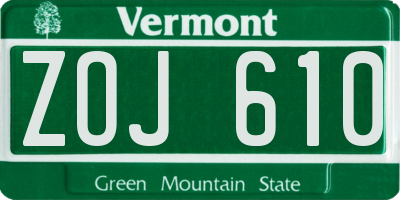 VT license plate ZOJ610