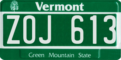 VT license plate ZOJ613