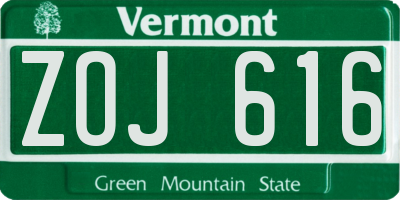 VT license plate ZOJ616