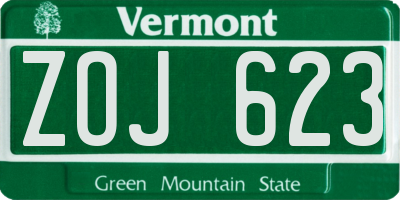 VT license plate ZOJ623