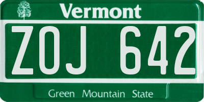 VT license plate ZOJ642