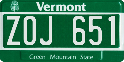 VT license plate ZOJ651