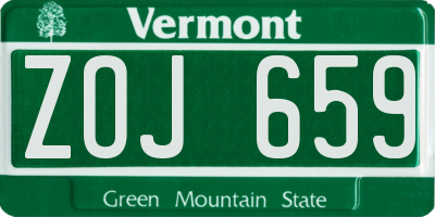 VT license plate ZOJ659