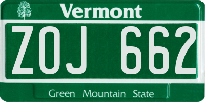 VT license plate ZOJ662