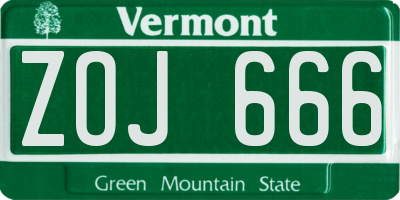 VT license plate ZOJ666