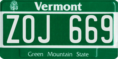 VT license plate ZOJ669