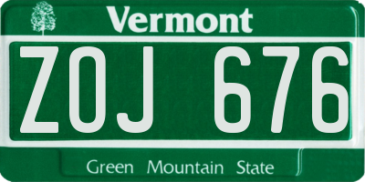 VT license plate ZOJ676