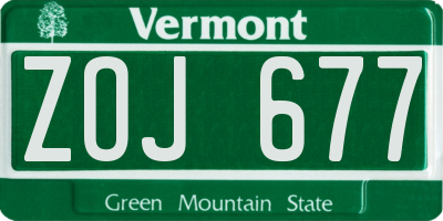 VT license plate ZOJ677