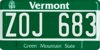 VT license plate ZOJ683
