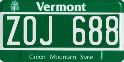 VT license plate ZOJ688