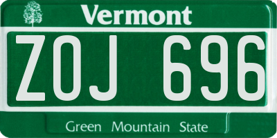 VT license plate ZOJ696